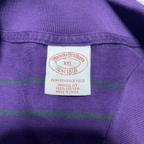 Brooks Brothers Shirt Mens XXL Purple Performance Polo Striped Preppy Old Money - Picture 4 of 10